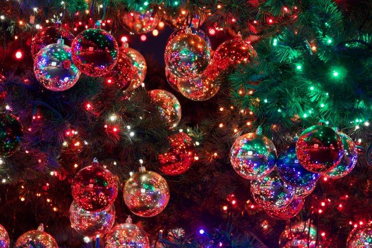Christmas lights and ornaments