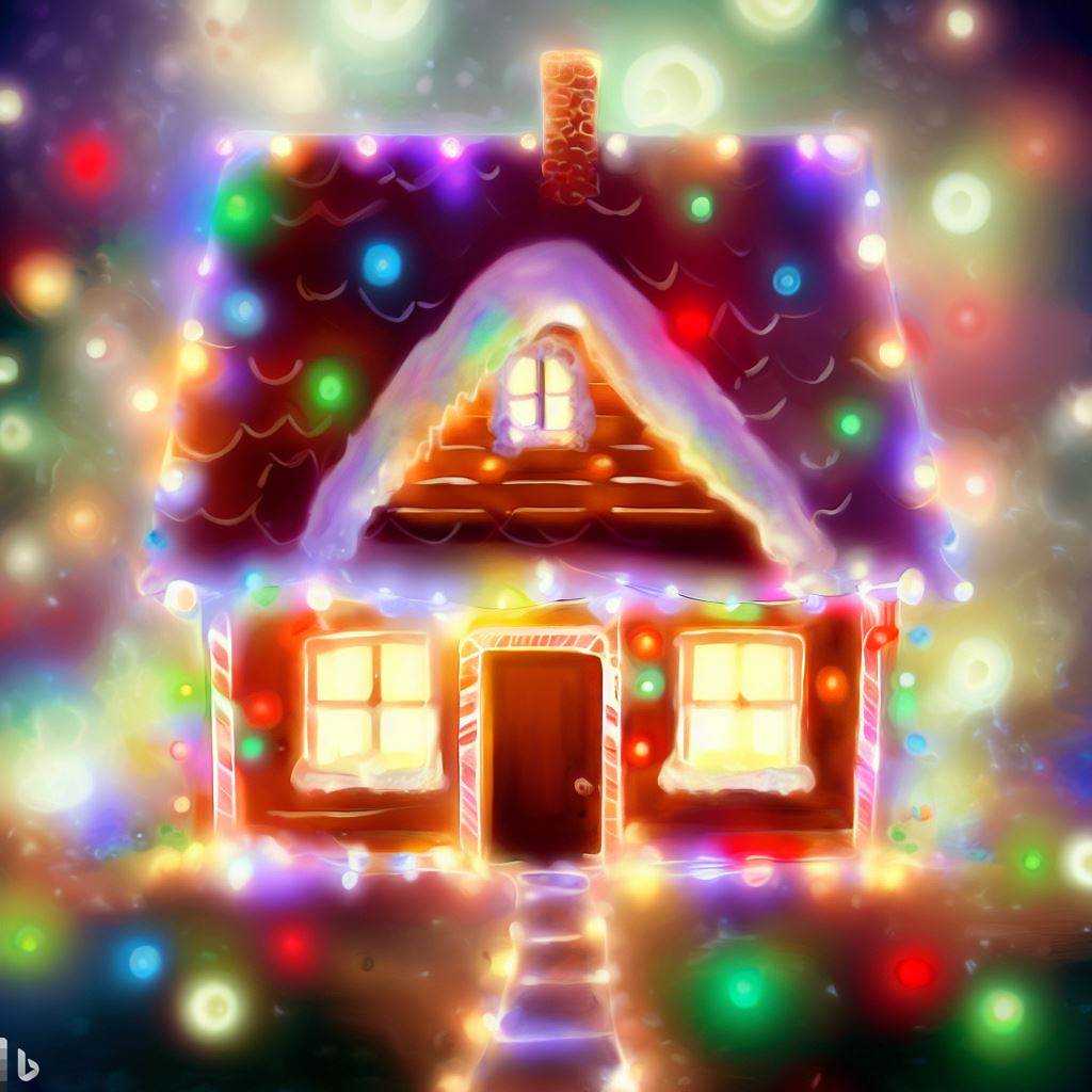 Rusty Griswold Light Display - Gingerbread House Digital Art